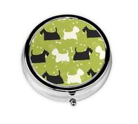 Hund Silhouette Scottie Westie TierMeta Pill Box 3 Compartment Medicine Case,Portable Organizer