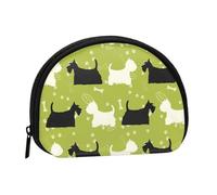 Hund Silhouette Scottie Westie TierSmall Makeup Sanitary Napkin Storage Bag,Women's Cosmetic Coin Purse