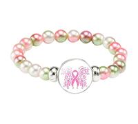 Hundakvy 2025 Breast Cancer Awareness Charm Bracelet Breast Cancer Awareness Accessories Pink Ribbon Charm Jewelry For Women Health Activities Charity Activities Road Races (Light Blue, 1.8x7x7cm)