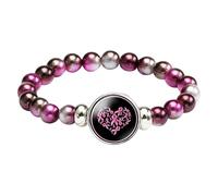 Hundakvy 2025 Breast Cancer Awareness Charm Bracelet Breast Cancer Awareness Accessories Pink Ribbon Charm Jewelry For Women Health Activities Charity Activities Road Races (1.8x7x7cm)