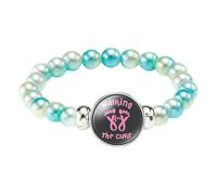 Hundakvy 2025 Breast Cancer Awareness Charm Bracelet Breast Cancer Awareness Accessories Pink Ribbon Charm Jewelry For Women Health Activities Charity Activities Road Races (Purple, 1.8x7x7cm)