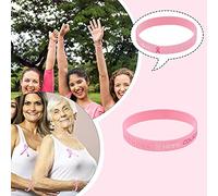 Hundakvy Women Girls Pink Silicone Wristbands Breast Cancer Bracelet Breast Cancer Encourage Wristbands October Pink Ribbon Charity Awareness Silicone Bracelets (A, One Size)