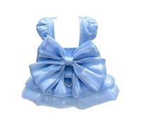 Hundekleid mit Schleife und D Ring, aus Polyester Tutu Stoff, blaues Kleid mit Schleife, passend fuer Hunde & Katzen, Einsatz: Feier, Foto & Spaziergang, Haustier Zubehör Alltag Reise Pflege