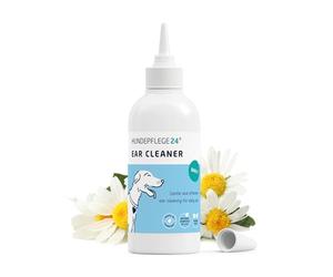 Hundepflege24 Dog ear cleaner solution DAILY - Soothes itching, head shaking & odours within a few days - Ear Cleaner Dog & Cat - Natural dog ear drops with chamomile & aloe vera 250ml