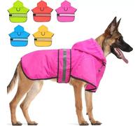 Hunderegenjacke aus PU, Kapuzencape mit reflektierenden Streifen - Haustier Artikel, Einsatz fuer Spaziergaenge bei Naesse und Regenwetter, praktisch im Alltag, Reise, Pflege oder Zuhause (3)