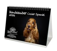 Hundezauber Cocker Spaniel DIN A5 Desk Calendar for 2026 Puppies and Dogs - Contents: 1 x Calendar, 1 x Christmas Pendant, 1 x Greeting Tag (Total 3 Pieces)