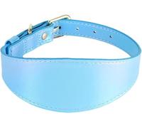 Hundhalsband， Colored PU Leather Reflective Soft Wide Waterproof Personalized Collars(Blue,Large)
