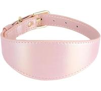 Hundhalsband， Colored PU Leather Reflective Soft Wide Waterproof Personalized Collars(Pink,Large)