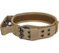 Hundhalsband， Durable Tactical Dogs Collar Personalized Military Dog Wide With Control Handle(Brown,Large)