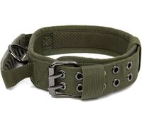 Hundhalsband， Durable Tactical Dogs Collar Personalized Military Dog Wide With Control Handle(Green,X Large)