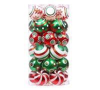 Hundnsney 30 Pcs Christmas Ornaments Red Green and White Hanging Christmas Ornaments Decorations 6cm for Xmas Tree