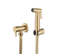 Hundnsney Bathroom Toilet Bidet Tap Kit Brushed Gold Bidet Sprayer Shower with Shut-Off Valve