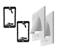 Hundnsney Single Gang Bundled Cable Wall Plate 1-Gang Recessed Low Voltage Cable Plate with Mounting Bracket (2-Pack, White)