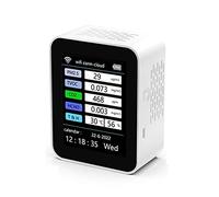 Hundnsney Tuya WiFi 7 in 1 Smart Air Quality Monitor CO2 Meter TVOC HCHO PM2.5 Tester Formaldehyde Gas Detector White