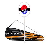HUNDRED Battle 900 Badminton Racket | Material: Carbon Fibre | Max Tension 32lbs | Lightweight | Flexible Shaft | 290mm Balance Point | Intermediate Level | Full Cover Included