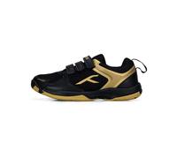HUNDRED Court Star Non-Marking Badminton Shoes for Boys | Light Weight | X-Cushion Protection | Suitable for Indoor Tennis/Squash/Table Tennis/Basketball & Padel Black Gold