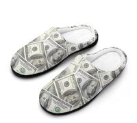Hundred Dollar Bills Flannel Slippers For Men Memory Foam Soft Warm Home Shoes Print 7-8(40-41)