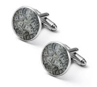 Hundred Dollar Bills Money Pattern Cufflinks for Men Alloy Tuxedo Shirt Cuff Links Business Wedding Jewelry Gift