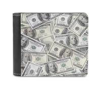 Hundred Dollar Bills Printed Bifold Wallet with Hidden Compartments Pocket Money and Credit Card Holder for Men Women