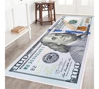 Hundred Dollar Bills Runner Rug 2x6,100 Bill USA Money Throw Accent Area Rug Large Floor Carpets Mat Non Slip Washable Runner Carpet for Entryway Hallway Laundry Bathroom Kitchen Bedroom Living Room