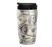 Hundred Dollar Bills Travel Coffee Mug Reusable Coffee Cup Coffee Tumbler with Lid for Outdoor 250ml