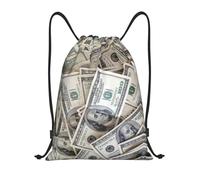 Hundred Dollar Bills Unisex Drawstring Bag Foldable Swimming Bags Adjustable Pe Bag For Travel Hiking Swim Holidays