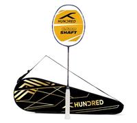 HUNDRED Flutter S ATTK Badminton Racquet | Material: Carbon Fibre | Full Cover | For Intermediate Players | Strung | Badminton Gifts | 84 Grams | String Tension - 32lbs (Navy/Blue, Grip Size: G6)