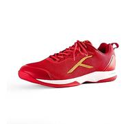 HUNDRED Men's Infinity Pro Non-Marking Badminton Shoe, Red/Gold, 10 UK