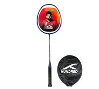 HUNDRED Powertek 200 PRO Badminton Racquet with Head Cover (Black, Size:Standard,Grip Size:G5) | Strung | Material:Aluminium|For Intermediate Players|Weight:95 grams|Maximum String Tension- 18-20lbs