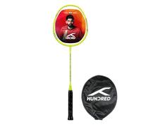 HUNDRED Powertek 200 PRO Badminton Racquet with Head Cover (Black, Size:Standard,Grip Size:G5) | Strung | Material:Aluminium|For Intermediate Players|Weight:95 grams|Maximum String Tension- 18-20lbs