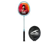 HUNDRED Powertek 200 PRO Badminton Racquet with Head Cover (Black, Size:Standard,Grip Size:G5) | Strung | Material:Aluminium|For Intermediate Players|Weight:95 grams|Maximum String Tension- 18-20lbs