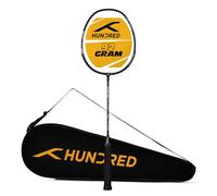 HUNDRED Powertek 200 PRO Badminton Racquet with Head Cover (Black, Size:Standard,Grip Size:G5) | Strung | Material:Aluminium|For Intermediate Players|Weight:95 grams|Maximum String Tension- 18-20lbs