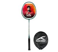 HUNDRED Powertek 200 PRO Badminton Racquet with Head Cover (Black, Size:Standard,Grip Size:G5) | Strung | Material:Aluminium|For Intermediate Players|Weight:95 grams|Maximum String Tension- 18-20lbs