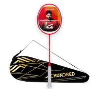 HUNDRED Powertek 2000 PRO Graphite Strung Badminton Racket with Full Racket Cover | For Intermediate Players | Weight: 90 grams | Maximum String Tension - 22-24lbs