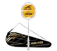 HUNDRED Powertek 2000 PRO Graphite Strung Badminton Racket with Full Racket Cover | For Intermediate Players | Weight: 90 grams | Maximum String Tension - 22-24lbs