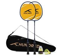 Hundred Powertek Star (2 Strung Rackets with 1 Full Cover) with 2pc Nylon Shuttlecocks (Navy)