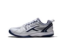 HUNDRED Raze Kids/Junior Non-Marking Professional Badminton Shoes (White/Navy Blue, UK 1/US 2/EU 35) | Polyester Upper, Rubber Sole | Indoor Tennis, Squash, Table Tennis, Basketball & Padel