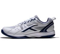 HUNDRED Raze Kids/Junior Professional Non-Marking Badminton Shoes (White/Navy, EU 39/UK 5/US 6) | Durable Faux Leather | Indoor Tennis, Squash, Table Tennis, Basketball & Padel