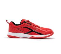 HUNDRED Xoom Non-Marking Professional Badminton Shoes for Men | Material: Faux Leather | Suitable for Indoor Tennis, Squash, Table Tennis, Basketball & Padel (Red/White, Size: EU 40, UK 6, US 7)