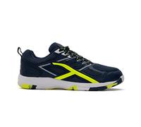 HUNDRED Xoom Non-Marking Professional Badminton Shoes for Men | Material: Faux Leather | Suitable for Indoor Tennis, Squash, Table Tennis, Basketball & Padel (Navy/Lime, Size: EU 36, UK 2, US 3)