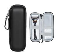 HunDun PU Case for Gillette Fusion 5, ProGlide and Mach3 Wet Razors - Waterproof Portable Travel Case with Carabiner, black, /