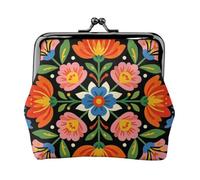 Hungarian Embroidery Coin Purse-Leather Kiss Lock Wallet Small Clutch