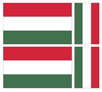 Hungarian Hungary Flag Vinyl Stickers, Waterproof Car Van iPad Laptop Decals, 100mm x 60mm and 60mm x 36mm, Multi-Colour, 4 Pack