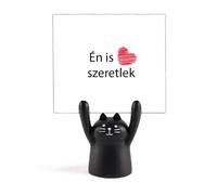 Hungarian I Love You Text Design Script Memo Holder Cartoon Black Cat Stand Decoration