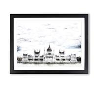 Hungarian Parliament Building Hungary Painting Modern Art Framed Print | A2 Black Framed Wall Art | Ready to Hang | Modern Cityscape Picture | Living Room Bedroom Lounge Office
