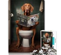 Hungarian Vizsla on The Toilet Jigsaw Puzzles for Teenagers,for Educational Game Challenge Toy for Is Ideal As A Gift for The Whole Family (38x26cm)