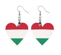Hungary Flag Hungarian Women's Earrings Wooden Pendant Dangle Jewelry Stylish Accessories for Party