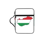 Hungary Flag Map Print Book Protector Holder Case, Study Bible Carrying Case With Multiple Internal Compartments