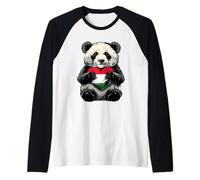 Hungary Flag Panda Bear Hungarian Roots Hungarian Pride Raglan Baseball Tee