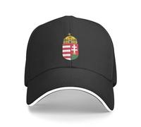 Hungary National Emblem Hat Support Hungary Coat of Arms Baseball Cap Hungarian Hat for Women Men Adjustable Hat, Black, One size